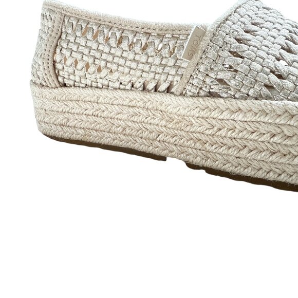 TOMS Valentia Platform Slip-On Espadrille Shoe Size 7 in Champagne - Picture 5 of 11